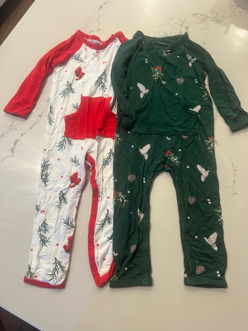 Kyte Baby Holiday Long-Sleeve Cotton Pajama Set - Red & Green